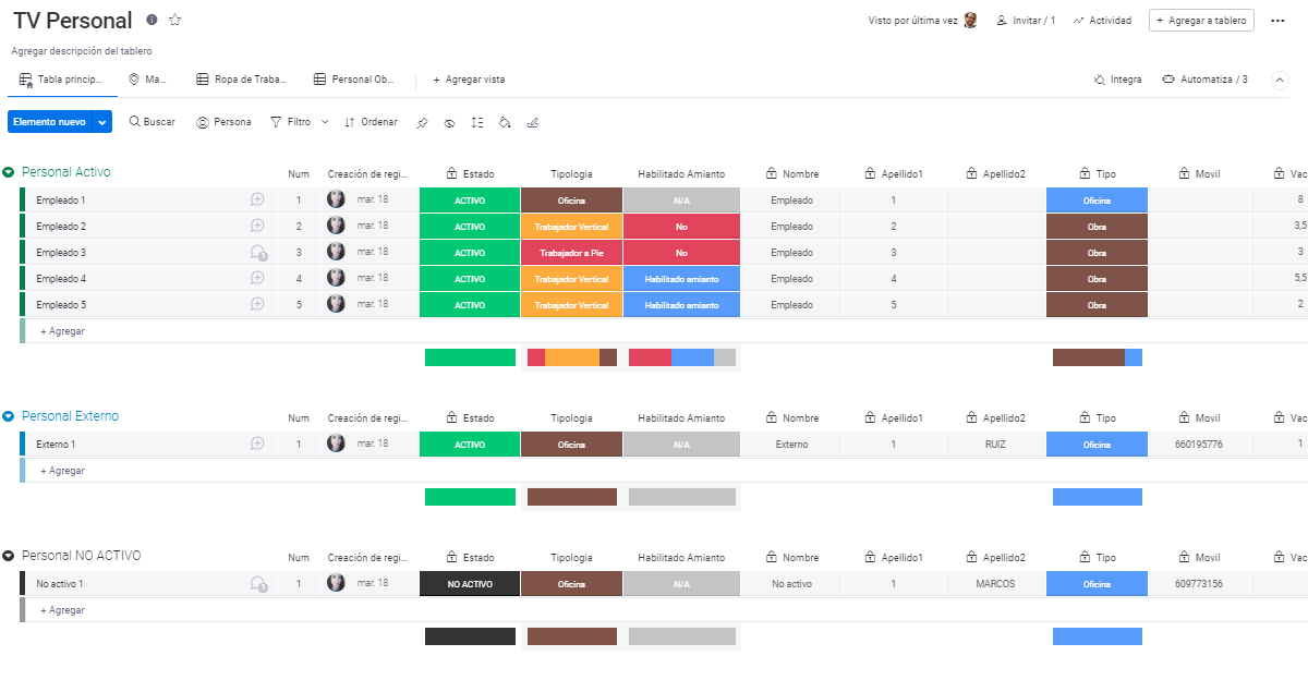 Tablero anterior personalizado para una empresa de construcción y retirada de restos de amianto