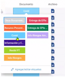 Selección de documentos a generar