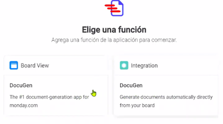 Funciones disponibles inicialmente para DocuGen