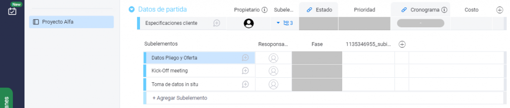 Cómo empezar con monday.com en cinco pasos: subelementos