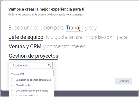 Cómo empezar con monday.com en cinco pasos: asistente