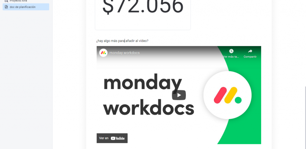video cargado y disponible en el workdoc