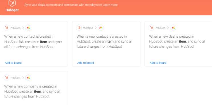 Novedades de monday.com: HubSpot
