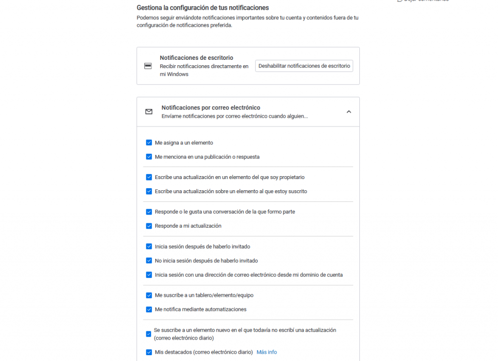 Notificaciones de correo electrónico